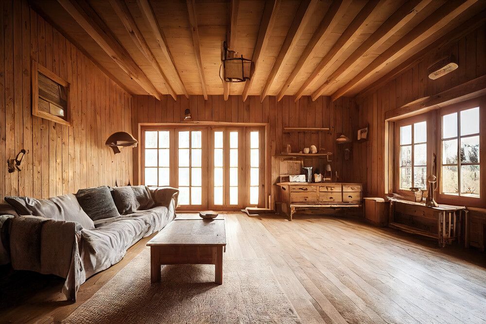 casa de madera interior